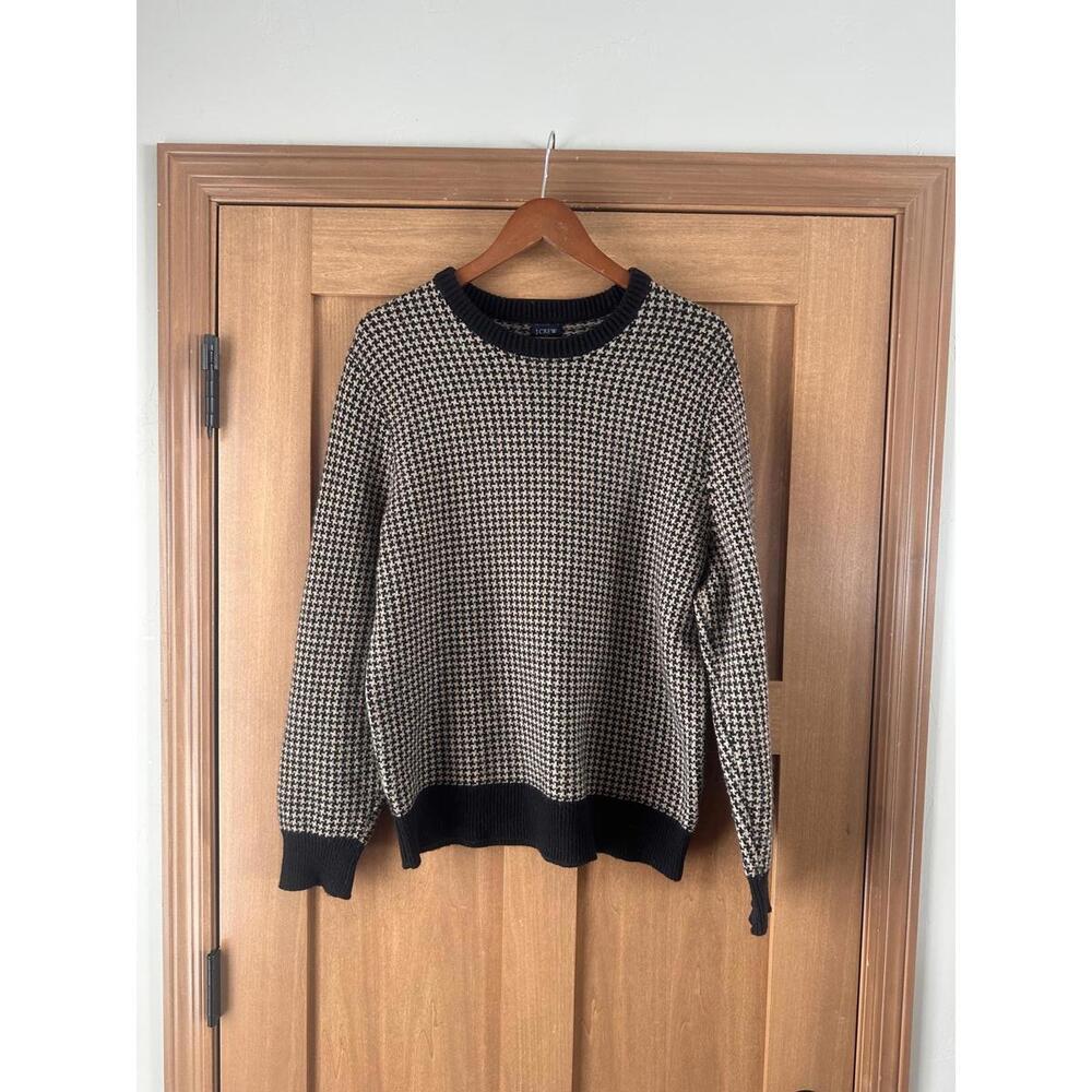 J.Crew Lambswool-blend Houndstooth Crewneck Sweater Brown/Black Men’s sz Medium - Picture 2 of 12